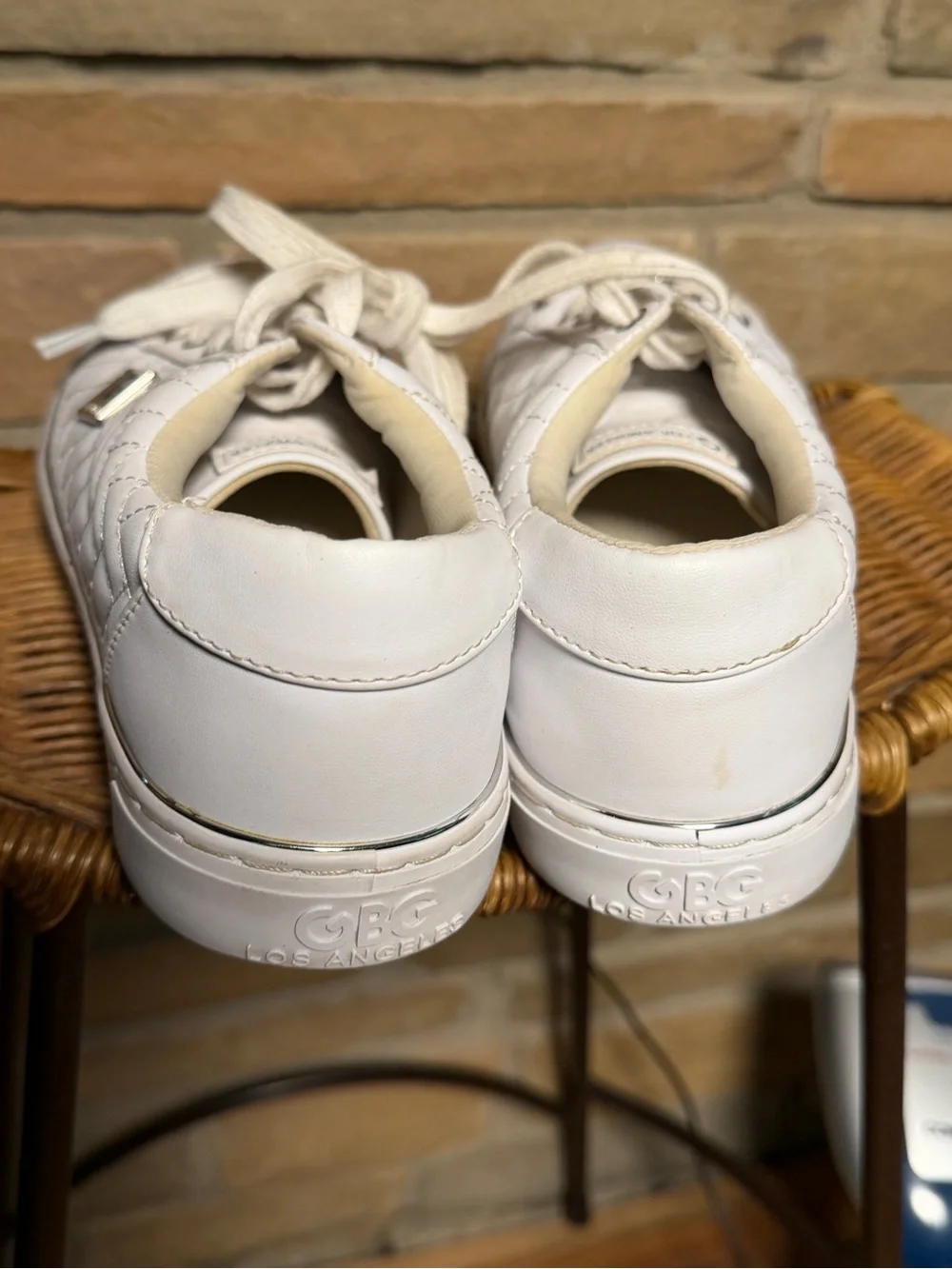G by Guess White Quilted Lace-Up Women's Sneakers. Size 10